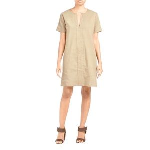 Theory Slit Front Linen Blend Shift Dress